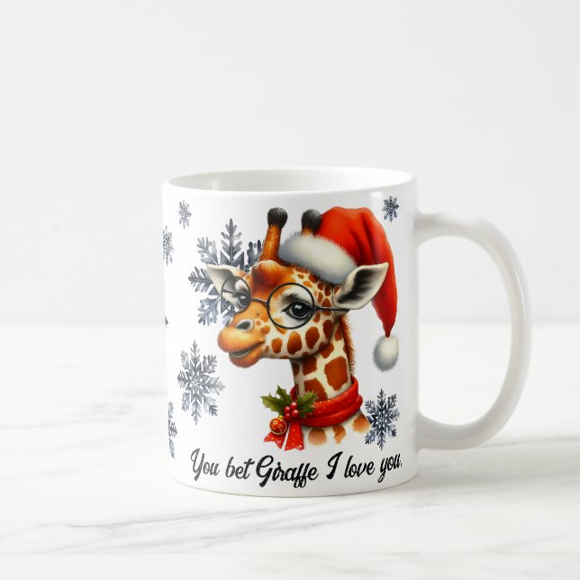 Taza De Café Apuesto a que jirafa me encanta Navidades Mug (Derecha)