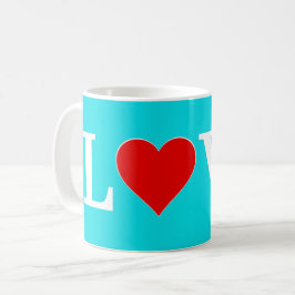 Taza De Café Aqua Blue LOVE Moderno Elegante