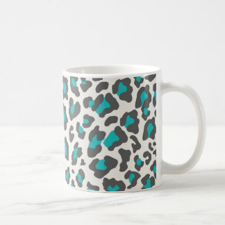 Taza De Café Aqua de impresión de leopardo, gris, blanco