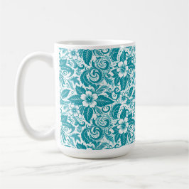 Taza De Café Aqua Floral Mug