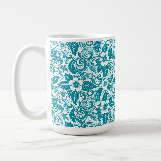 Taza De Café Aqua Floral Mug (Izquierda)