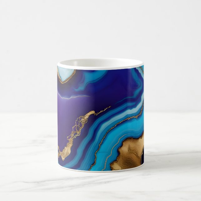 Taza De Café Aqua Gold Blue Purple Veins Agite (Centro)
