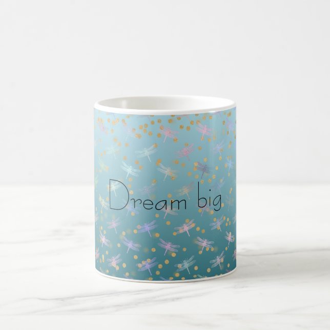 Taza De Café Aqua Gold Confetti Dreamy Dragonflies (Centro)