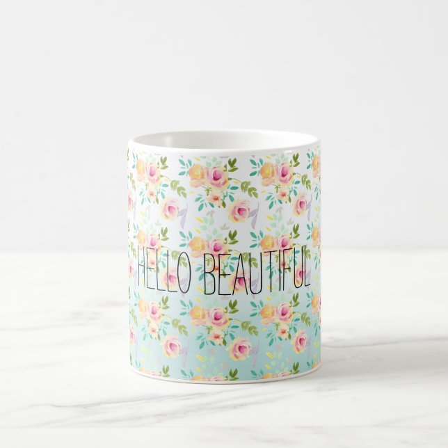 Taza De Café Aqua Ombre Flor Amarilla Rosa (Centro)