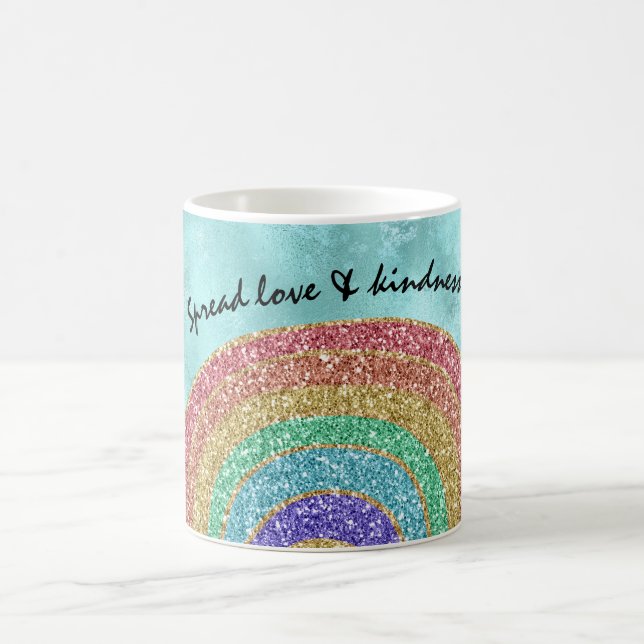 Taza De Café Aqua Purpurina Sparkle Gold Rainbow        (Centro)