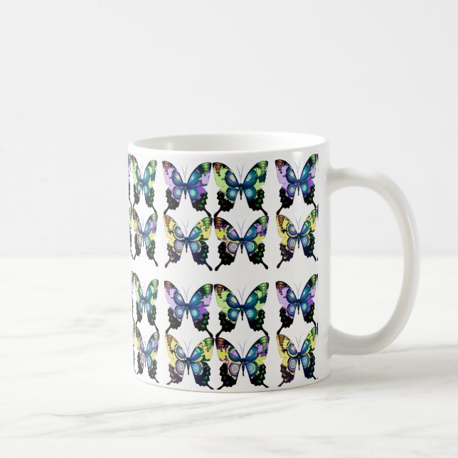 Taza De Café Aqua, Rosa, Art Deco - Mariposas Elegantes (Derecha)