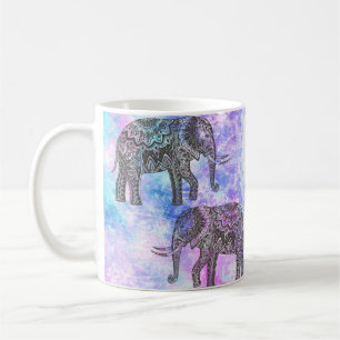 Taza De Café Aqua rosa: la tribu brillante del elefante negro