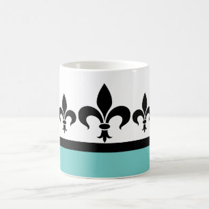 Taza De Café Aqua Swanky Fleur De Lis Mug