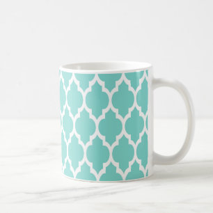 Taza De Café Aqua turquesa que patrón de quatrefoil marroquí #4