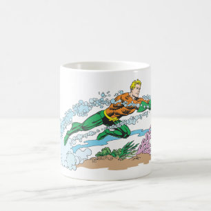 Taza De Café Aquaman salta sobre Coral