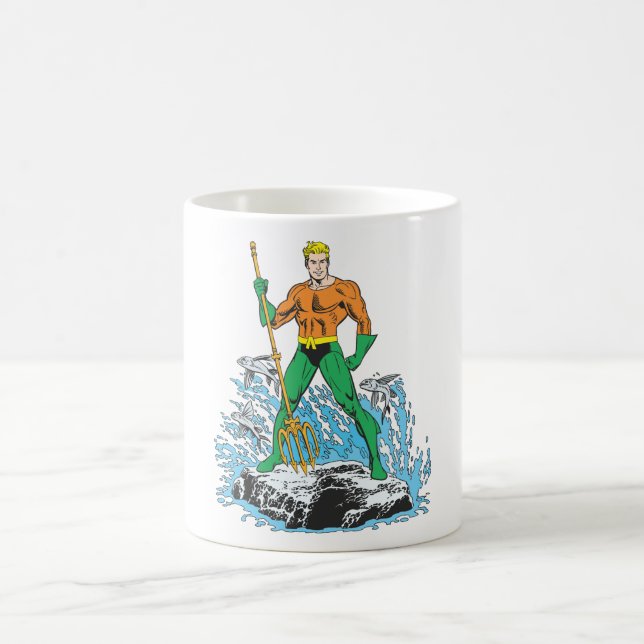 Taza De Café Aquaman se pone de pie con horquilla (Centro)