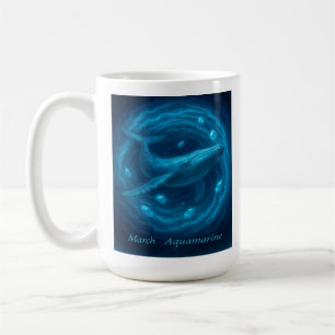 Taza De Café Aquamarina de marzo - Gema de ballenas y océanos