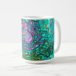Taza De Café Aquamarine Groovy Abstract Retro Láquido Swirl