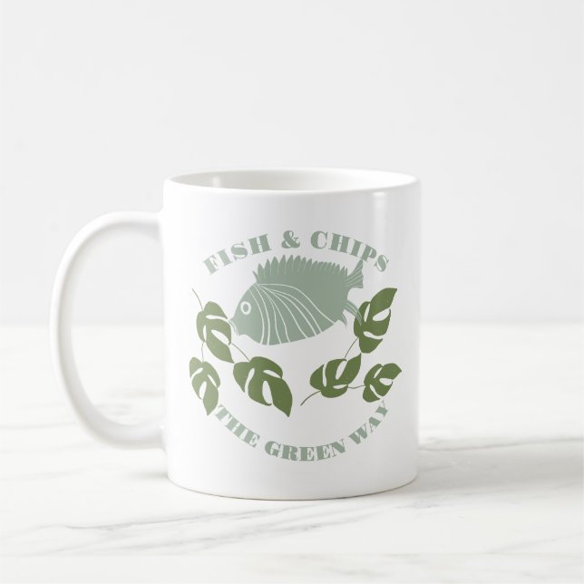 Taza De Café Aquaponics Fish & Chips Green Way (Izquierda)