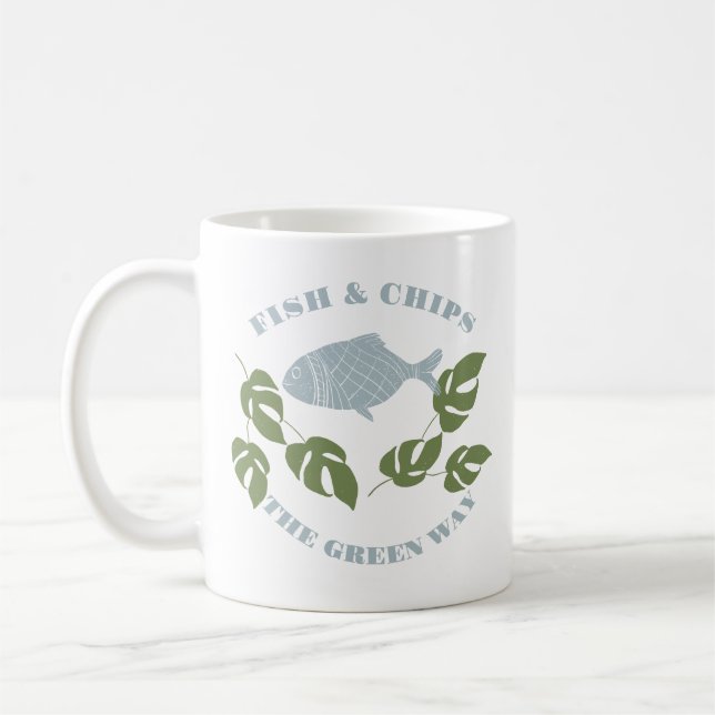 Taza De Café Aquaponics Fish & Chips Green Way (Izquierda)