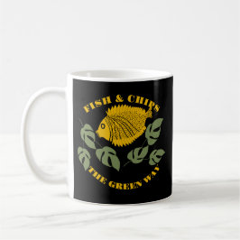 Taza De Café Aquaponics Fish & Chips Green Way Black