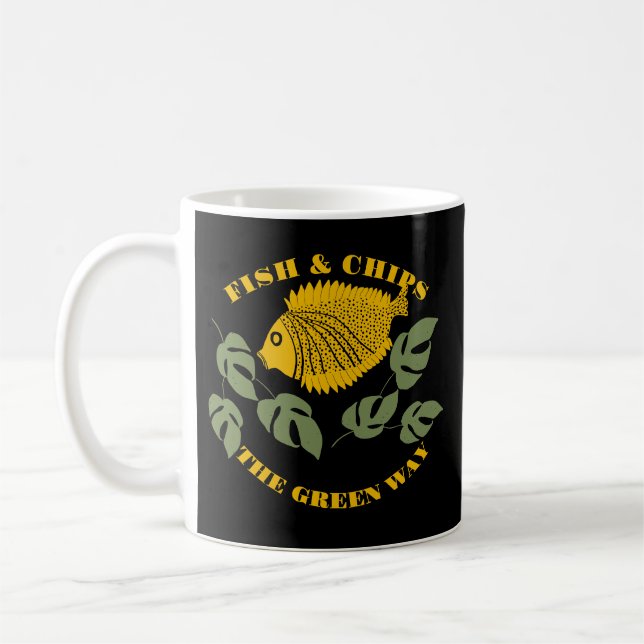 Taza De Café Aquaponics Fish & Chips Green Way Black (Izquierda)