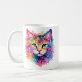Taza De Café Aquarell Regenbogen Katze Tasse – Wildtier Edition