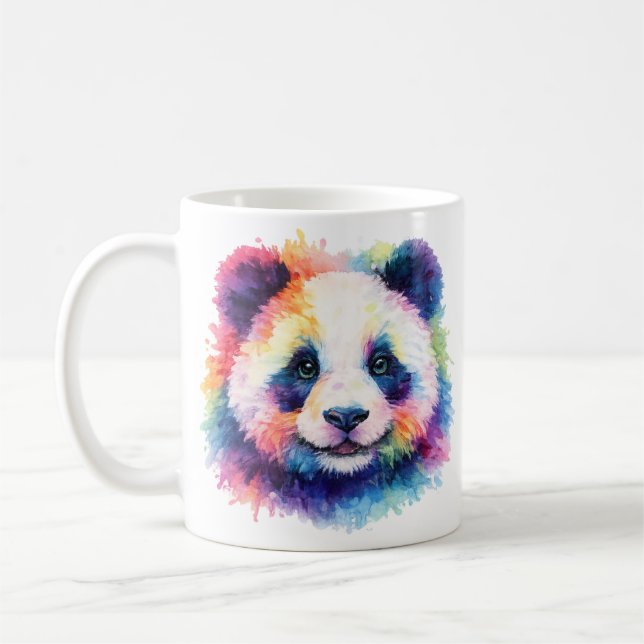 Taza De Café Aquarell Regenbogen Panda Tasse – Wildtier Edition (Izquierda)