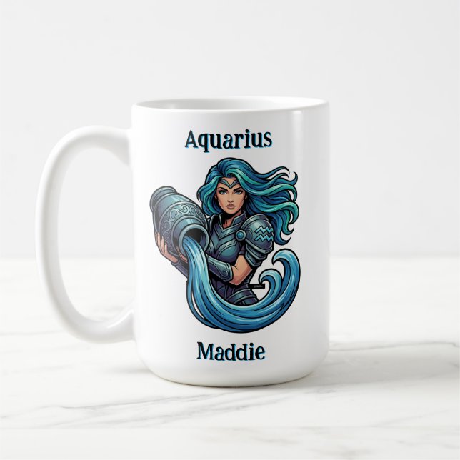 Taza De Café Aquarius Traits and Dates | Personalized (Izquierda)