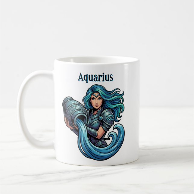 Taza De Café Aquarius Traits and Dates  | Water Bearer (Izquierda)