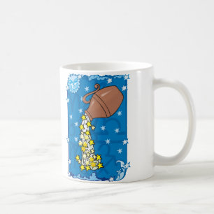 Taza De Café Aquarius Vase vertiendo estrellas del agua en el c