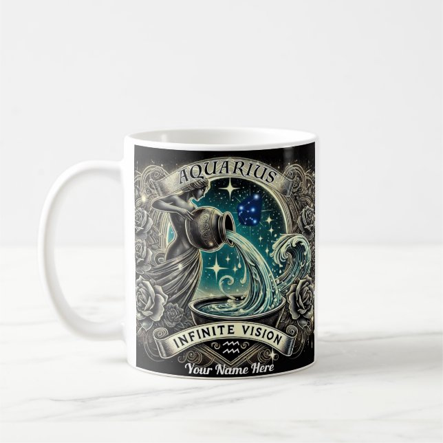 Taza De Café Aquarius "Visión Infinita" Zodiac Mug (Izquierda)