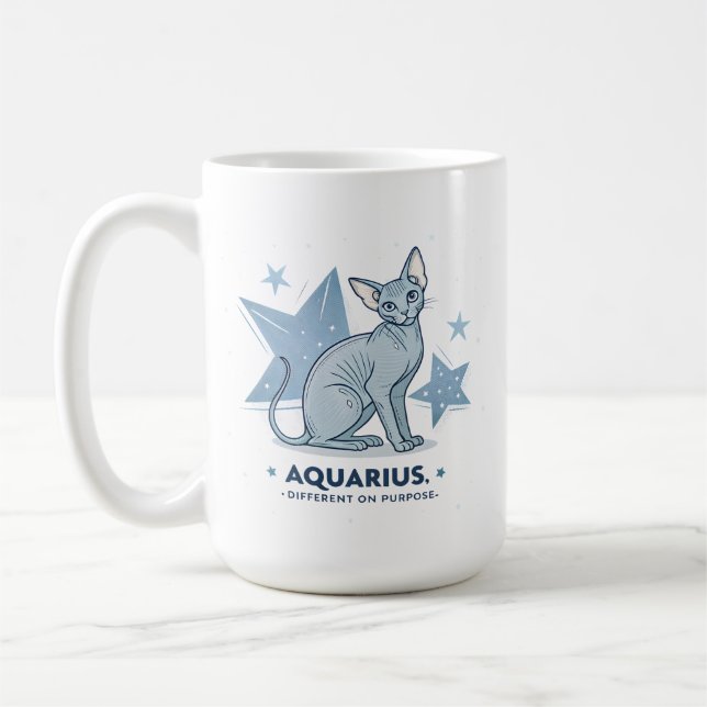 Taza De Café Aquarius Zodiac Sphynx Cat Different Purpose Art (Izquierda)