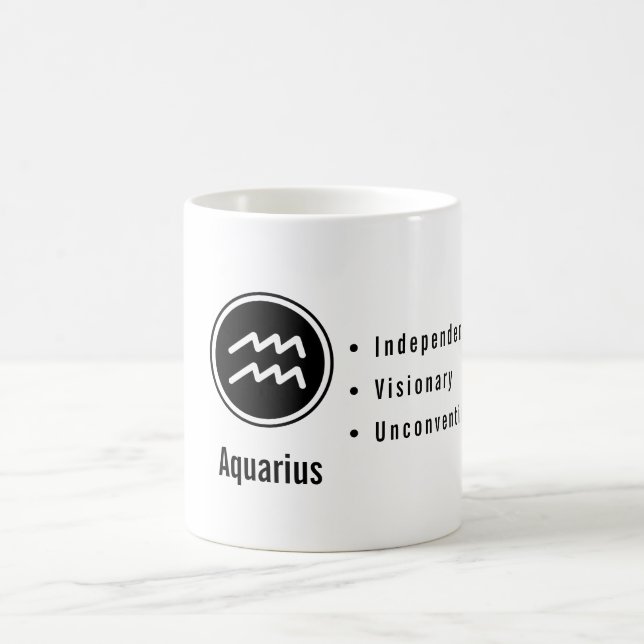 Taza De Café Aquarius Zodiac Traits Minimal Astrology (Centro)