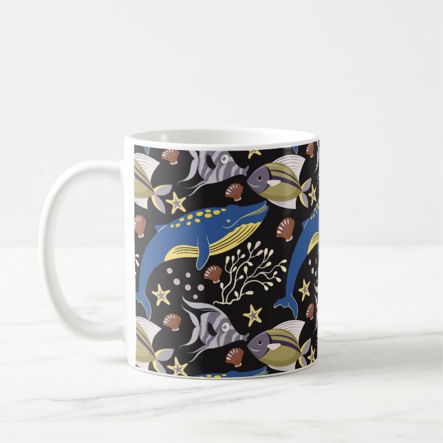 Taza De Café Aquatic animals pattern | ocean underwater life 17 (Izquierda)