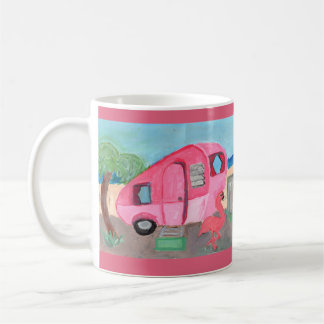 Taza De Café Aquel Trailer De Playa Rosa De Los Cincuenta