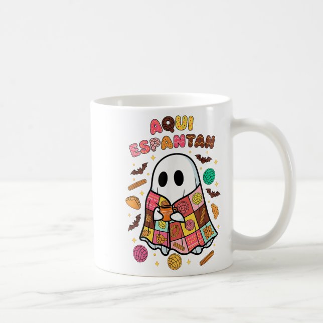 Taza De Café Aqui Espantan Dia De Muertos Hallo Mexicano Españo (Derecha)