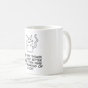 Taza De Café Aquí está el dibujo de un gato