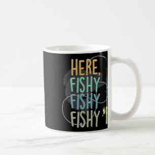Taza De Café Aquí está el pescador de peces con caña de pescar