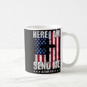 Taza De Café Aquí estoy envíame bandera americana cruz Isaías 6