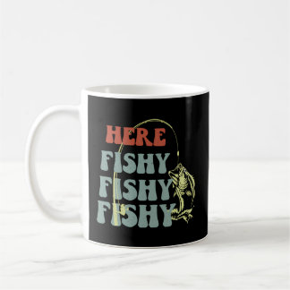 Taza De Café Aquí Pescado De Bass De Pescado Pescador Pescador-