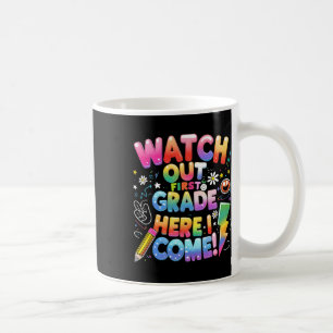 Taza De Café Aquí vengo 1er grado T-rex lindo cuidado primer G