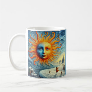 Taza De Café Aquí Viene El Sol - Impresión De Arte De IA