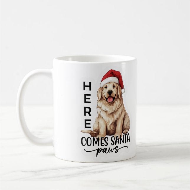 Taza De Café Aquí viene Santa Paws (Izquierda)