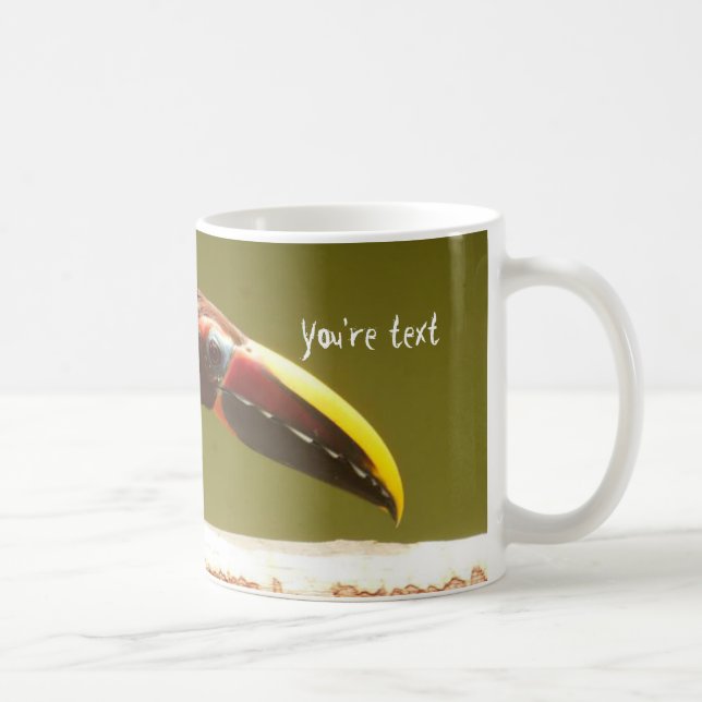 Taza De Café Aracari de encargo del verde del pájaro toucan (Derecha)