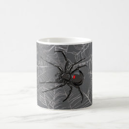 Taza De Café Araña De Viuda Negra Y Arte De Dibujo De Spiderweb