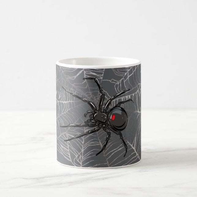 Taza De Café Araña De Viuda Negra Y Arte De Dibujo De Spiderweb (Centro)