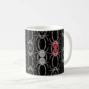 Taza De Café Arañas - Blanco negro y blanco óseo
