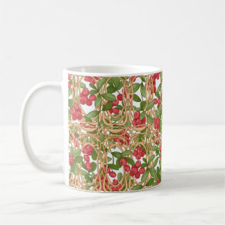 Taza De Café Arándano de patrón sin foco hecho en una cesta de