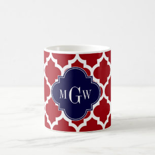 Taza De Café Arándano Wht Marruecos #5 Azul Marino Nombre Monog