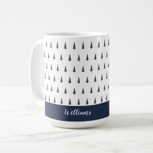 Taza De Café Árbol abstracto de Tartán Monogramado