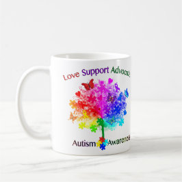 Taza De Café Árbol arcoiris de autismo