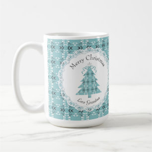 Taza De Café Árbol azul huevo de petirrojo botánico real festiv