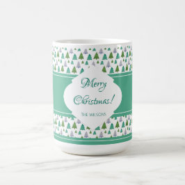 Taza De Café Árbol azul verde navideño