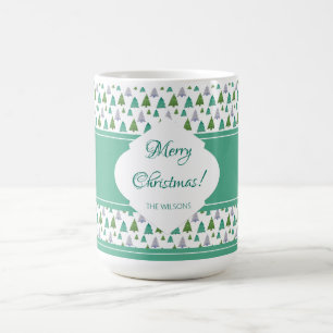 Taza De Café Árbol azul verde navideño